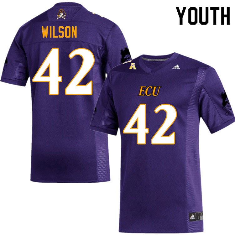 Youth #42 G'Mone Wilson ECU Pirates College Football Jerseys Sale-Purple - Click Image to Close